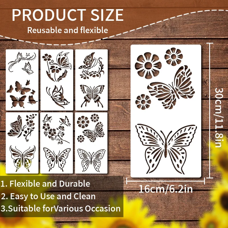 60pcs Butterfly Drawing Template Stencils Reusable Painting Stencils Party Home Decoration Supplies Kids Drawing Template gadget