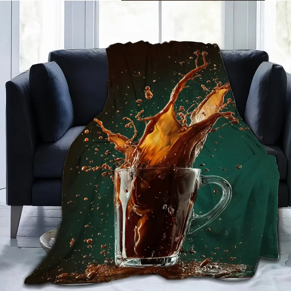 Modern spillage prevention design Flannel printed blanket suitable for all seasons suitable for living room office sofa travel