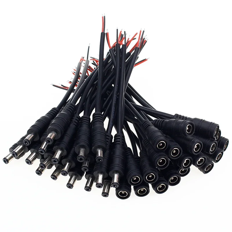5/10 szt. 5.5x2.1 wtyk męski lub żeński DC złącze przewodu kablowego do taśmy LED 3528 5050