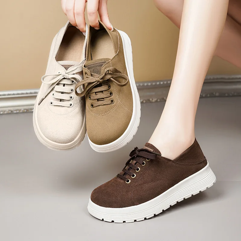 

CICIYANG Autumn Casual Shoes Women 2025 New Genuine Leather Women Flats Slip-on British Board Shoes Large Size Female Loafers