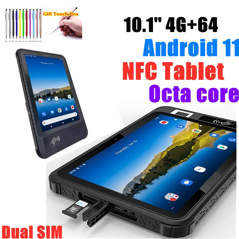 4G LTE NFC 10.1 بوصة 4G + 64G ROM أندرويد 11 مكالمة هاتفية الكمبيوتر اللوحي MTK 6765 مقاوم للغبار مقاوم للماء بصمة ثماني النواة