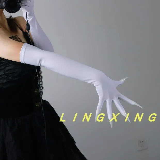 50cm Krallenhandschuhe mit Krallen, lange Geisterkrallen, schwarz-weiß, Dämon, Halloween-Party, Cosplay-Kleidung, Accessoires, Requisiten, Hexe – Detail 16