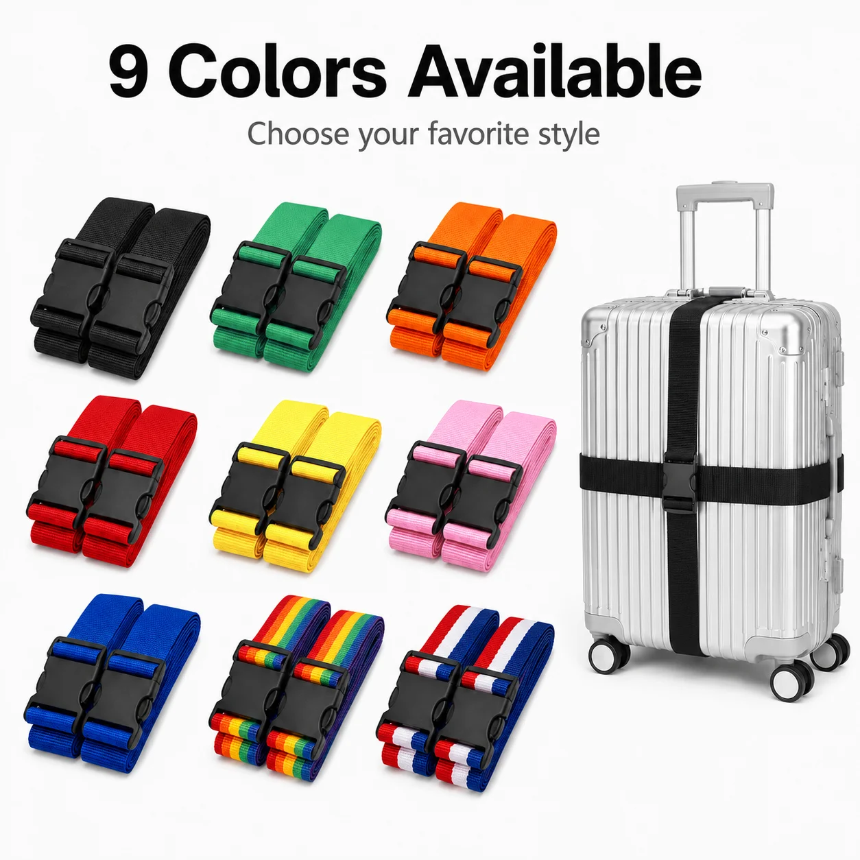Travel Accessories Luggage Straps - 2Pcs Straight Shaped Luggage Straps for