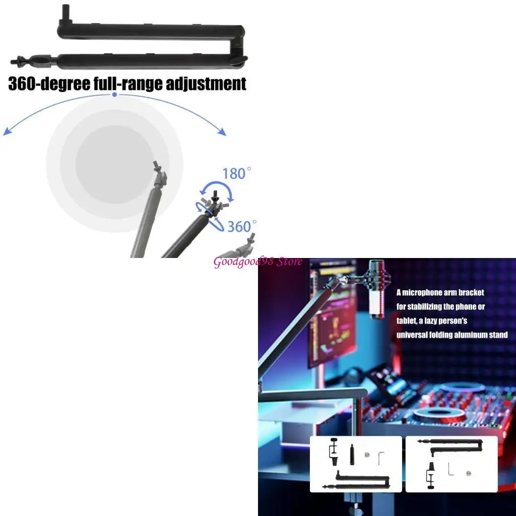 Collapsible Aluminum Microphone Boom Stand for Mobile Devices Vibration Proof 