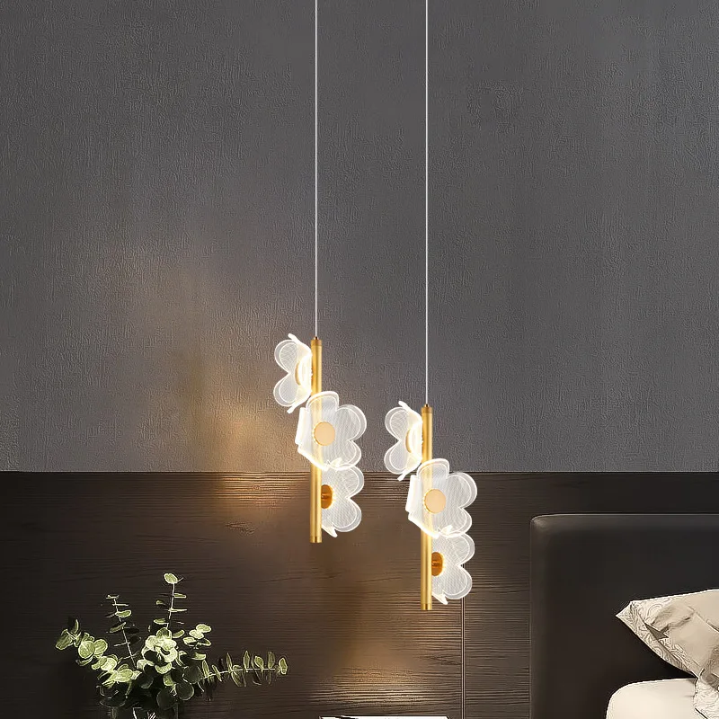 Nordic Acrylic Flower Pendant Light Minimalist Creative Decor Lighting Fixtures for Bedroom Headboard Hallway Study Luminaires