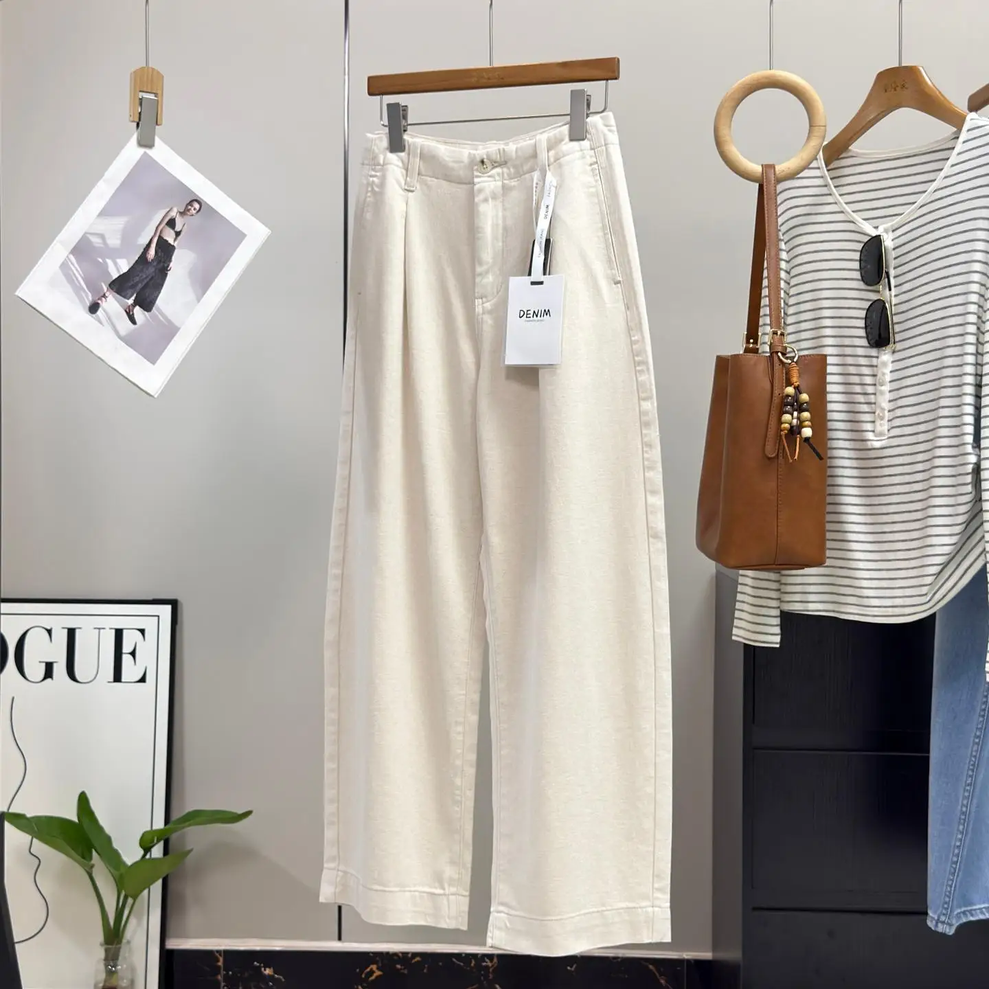 

High Waist Loose Fit Slimming Wide Leg Jeans Eco-Friendly Lyocell Cotton Straight Cut Ladies Summer Jeans Comfortable Denim P...