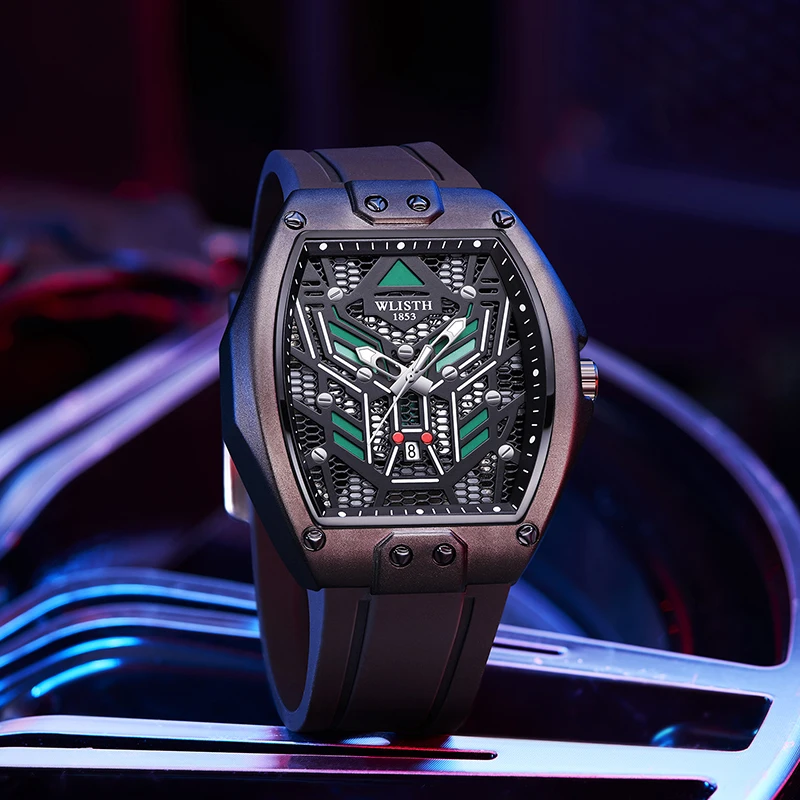 

Новые модные часы для мужчин, водонепроницаемые ночники в форме винной бочки, деловые кварцевые часы, роскошные часы, подарок, relógios masculino