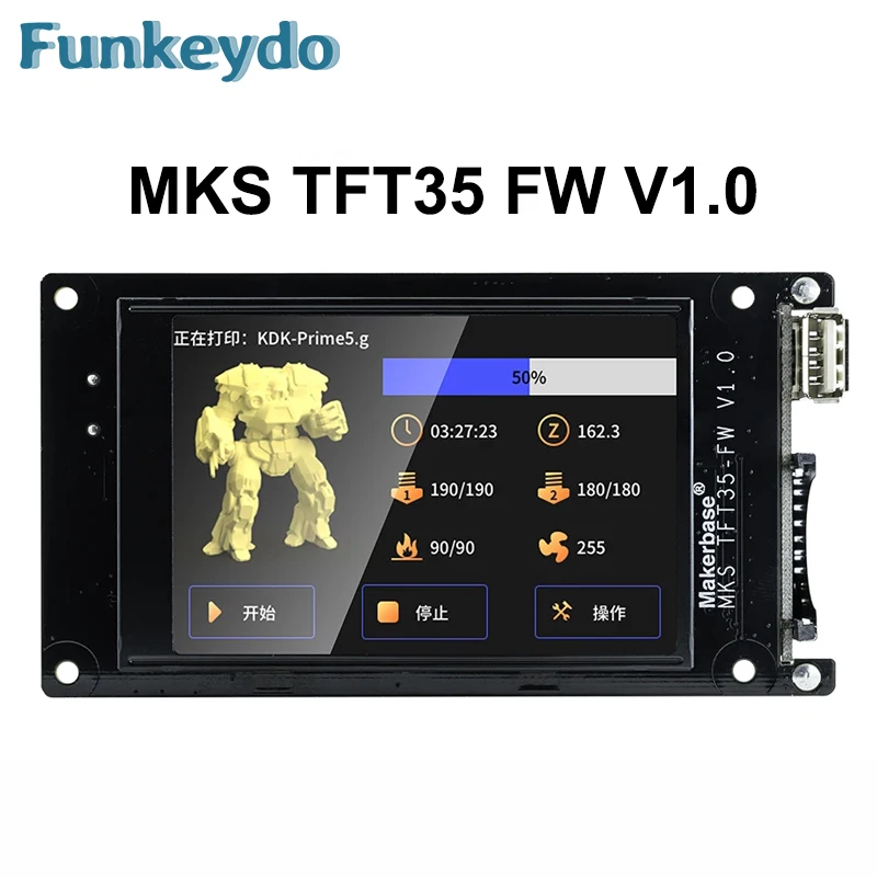 Makerbase MKS TFT35 modul WiFi, suku cadang Printer 3D layar sentuh 3.5 inci Insert kartu SD Depan LCD mendukung Gcode