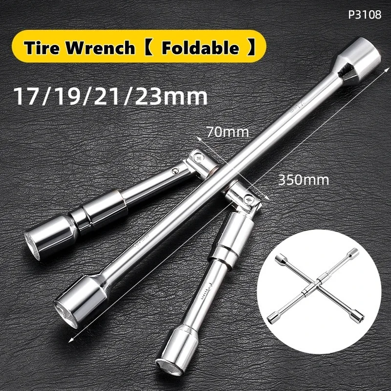 

Spanner Folding Cross Lug Wrench Car Tire Repair Tool 17 19 21 23mm Labor-Saving Auto Wheel Nut Lug Remover