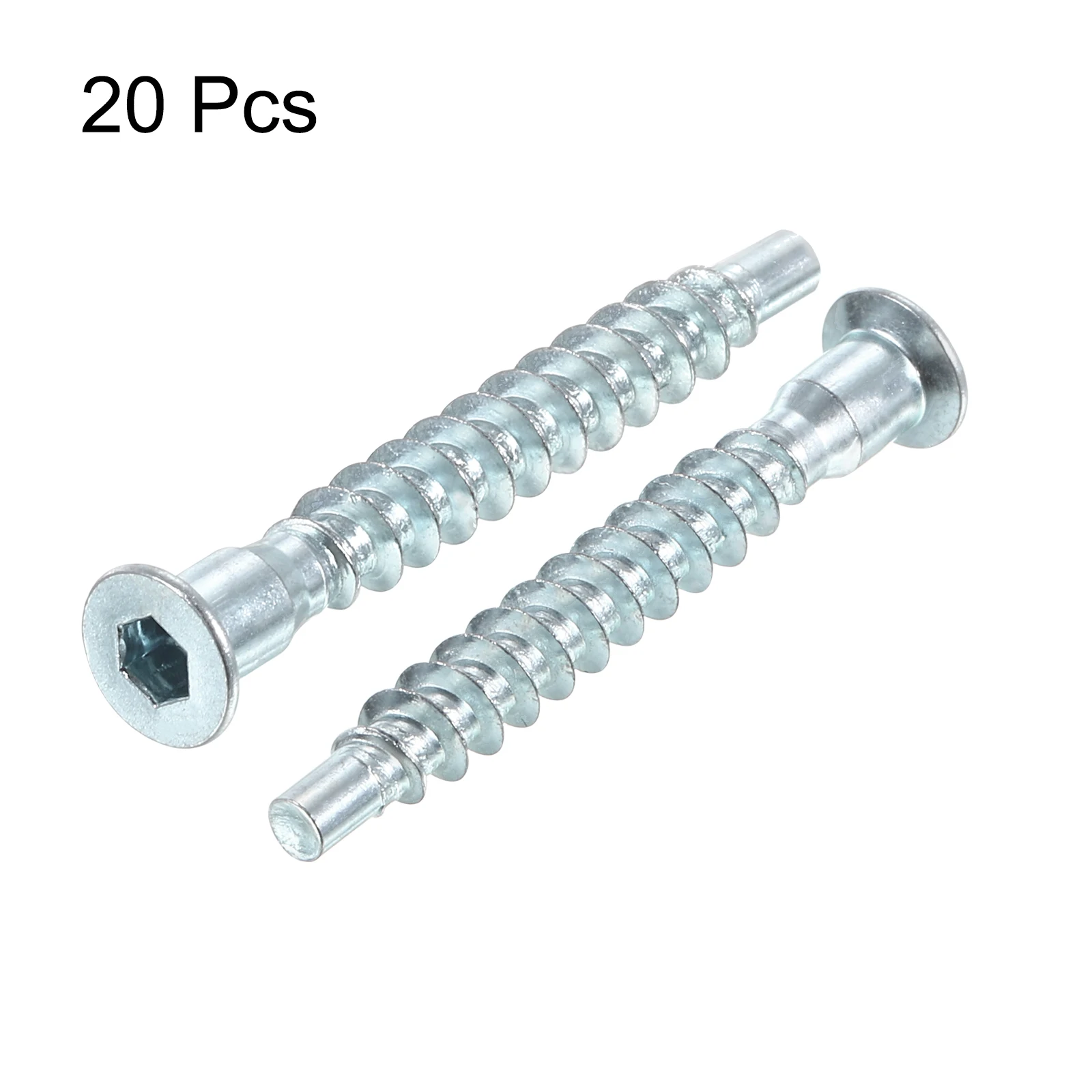 20/50/100pcs Furniture Confirmat Screw Hex Socket Wood Screws Zinc Plated Countersunk Self-Tapping Furniture Connecting Screw