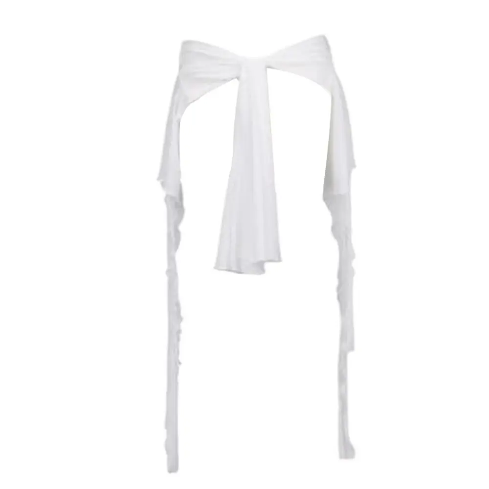 Jeans Pants Decor Irregular Jazz Dance Scarf Streetwear See Through Hip-hop Scarf Harajuku High Waist Jeans Decor