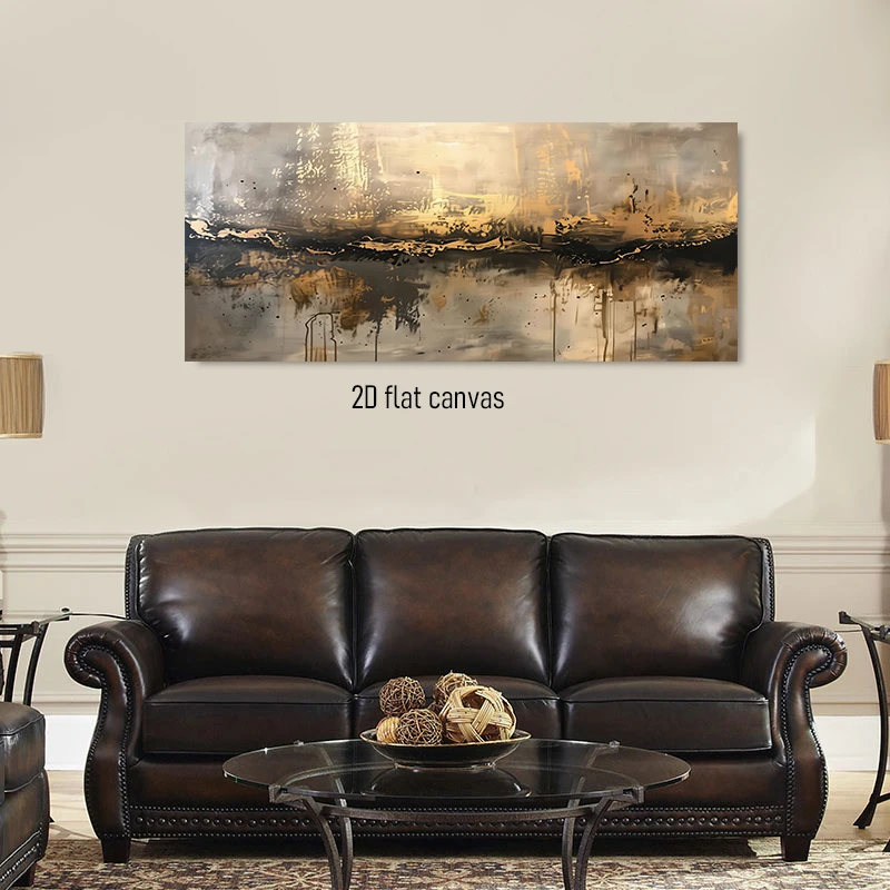 (1PC Unframe)1 abstract gilded landscape decoration painting, living room foyer corridor, light luxury home wall art, 2D plan