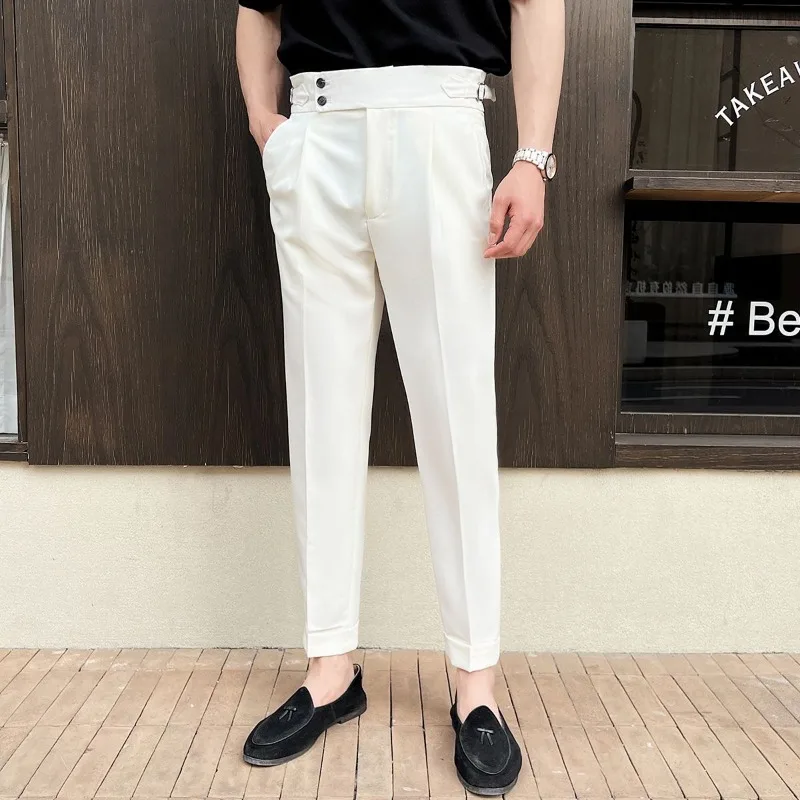 

Мужские брюки с высокой талией, новые осенне-зимние брюки, узкие прямые брюки