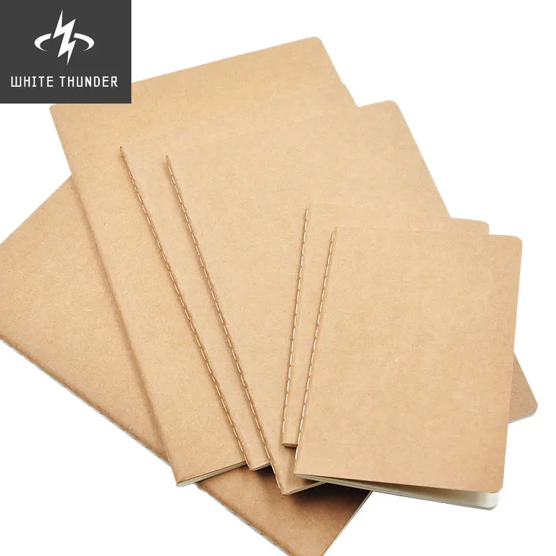 1Pcs Cowhide Paper Notebook Blank Notepad Book Vintage Soft Copybook Daily Memos Kraft Cover Journal Notebook