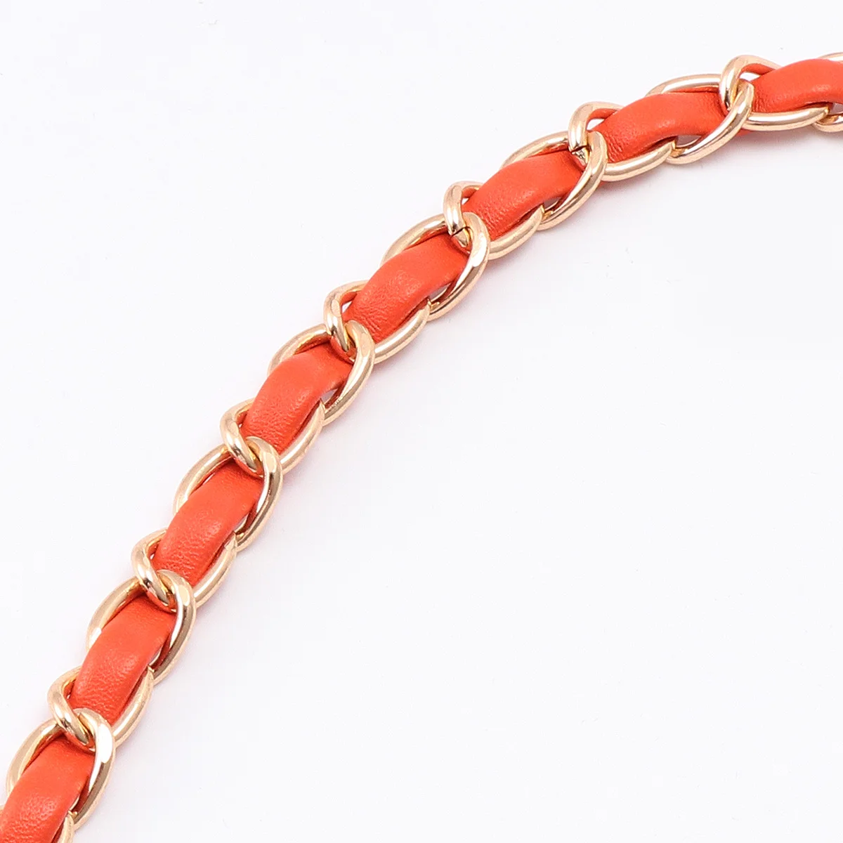 

2Pcs Orange Chain Shoulder Strap PU Braided Flat Chain Metal Buckles Replacement for DIY Handbag Crossbody Clutch