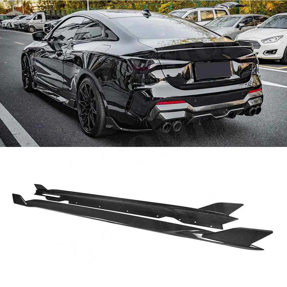 VACOMUL 2Pcs For BMW 4 Series G22 G23 Coupe 2021+ Dry Carbon Side Skirt Extension Rocker Panel BodyKit Lip Splitters Car Styling