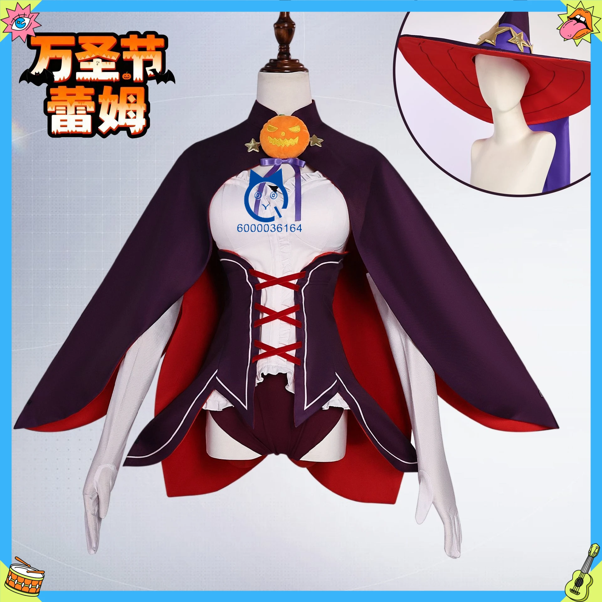 

HOT Re:ZERO Cosplay Costume Anime Rem Halloween Outfit Hat Wig Full Set Popular Role Playing Clothes for Women Comic Con Party
