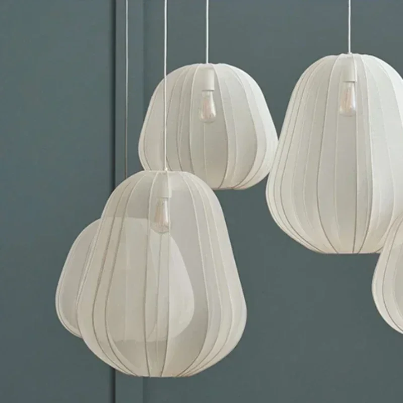 Scandinavian Pendant Lamp Silk Lantern Hanging Chandelier Light Cloth For Living Room Bedroom Restaurant Dining Room Home Decor