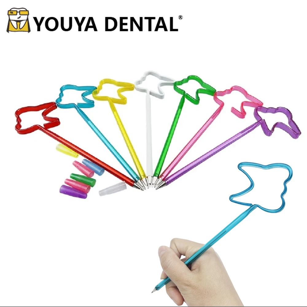 50PCS Dental Tooth Shape Cute Ballpoint Pen For Children Clinic Creative Gift