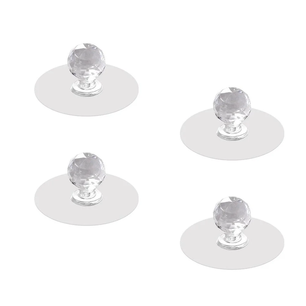 4 قطعة مقابض سحب لزجة خالية من لكمة مقابض الأبواب شفافة مقابض خزانة لاصقة للأثاث أدراج خزانة ديكور #6