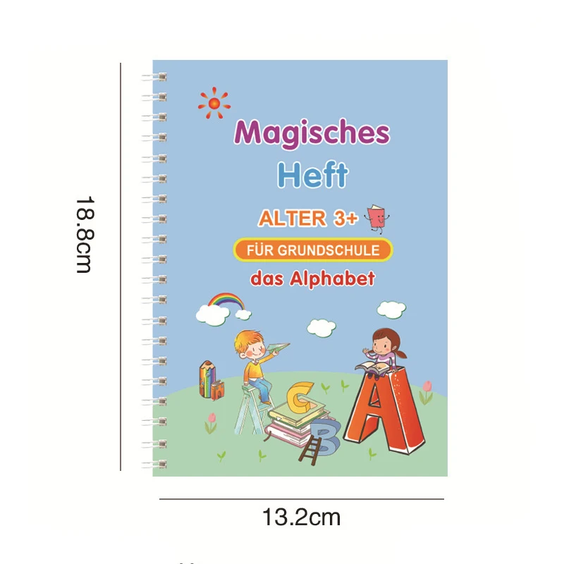 Free Wiping German Magic Copybook Pen Preschools Kids Calligraphy Children Reusable Deutsch Writing Practice Book Age 3-8