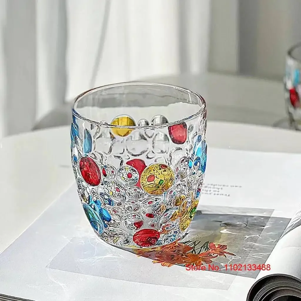 350ml Coloured Bubble Whiskey Tumbler BOHEMIA Design Glassware Crystal Drink Cup Water Milk Coffee Glass Beer Mug Dropshipping