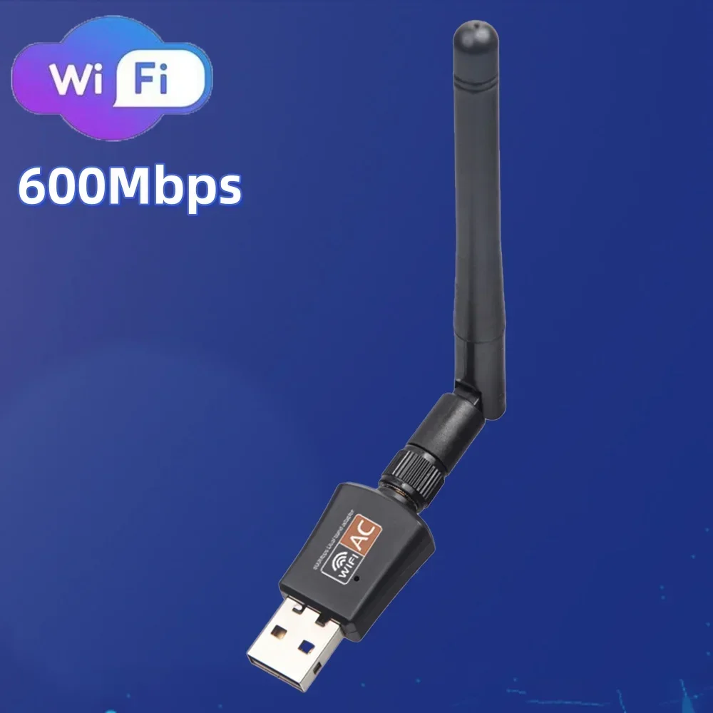 Adaptador wifi USB de doble banda de 600Mbps, WiFi de 2,4 GHz y 5GHz con antena, Mini ordenador, receptor de tarjeta de red