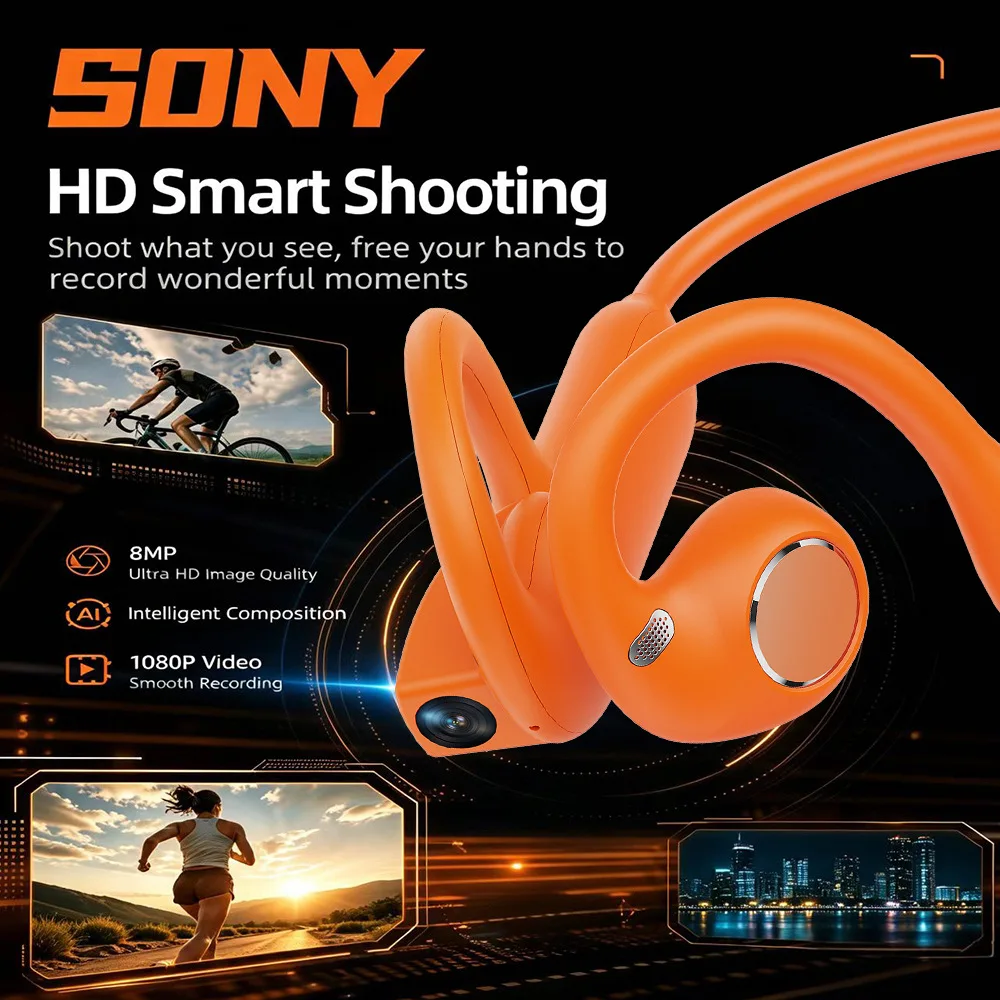 Lenovo AI Smart Shooting Open Ear Headphones 8MP HD EIS Anti Shake Camera With AI Translation Sports Wireless Bluetooth Headset