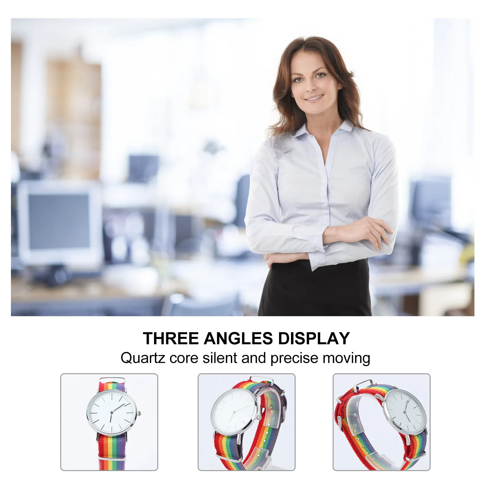 Rainbow Style Quartz Watch Unisex Wrist Thin Bracelet Fashion Wrist Decoration Cool Daily Use Rainbow Designed Watch