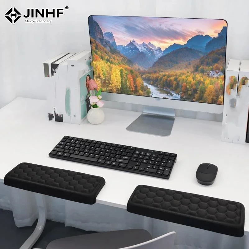 L-Shaped Keyboard & Mouse Pad Set, Memory Foam Ergonomic Desk Edge Cushion, Wrist Rest & Elbow Pillow For Gaming, Office