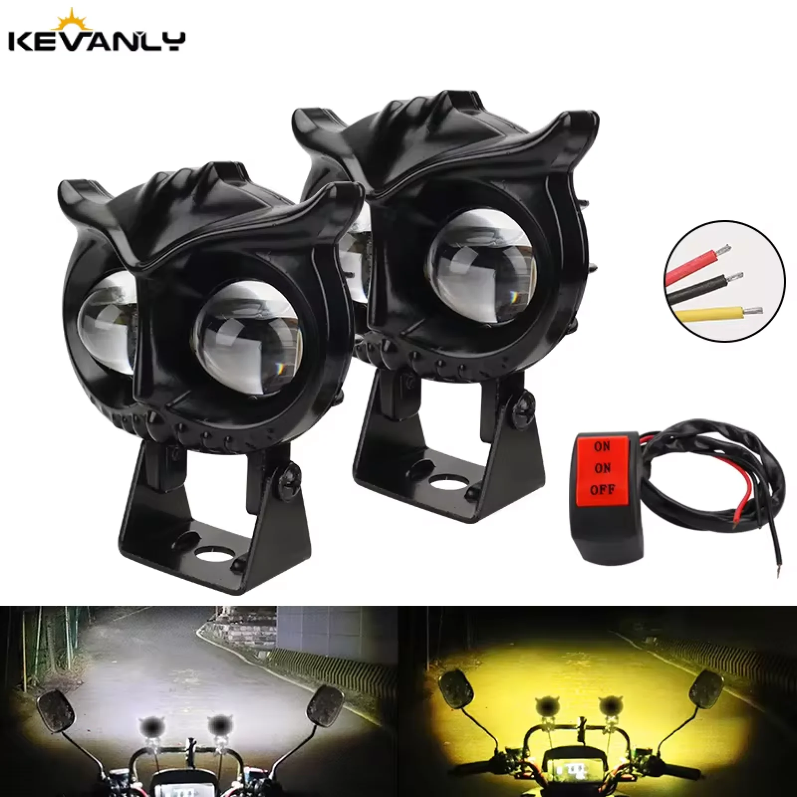 Car Led Work light Owl LED Hi-lo beam Motorcycle Dirt Bike Spotlight Auxiliary Lamp Led Fog Light For Trucks SUVs ATV 12V-80V