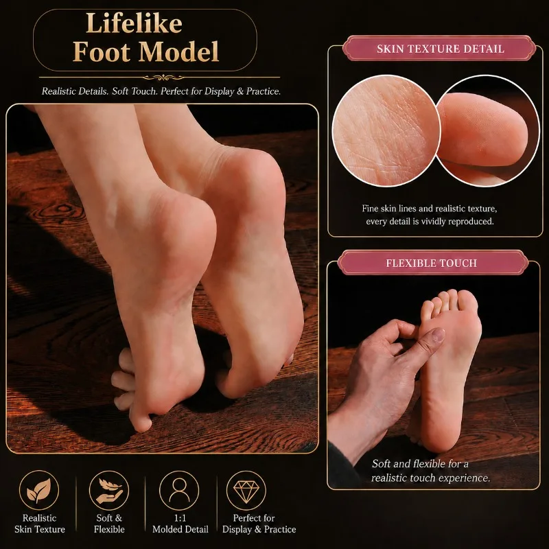 22cm 36 Size Male Realistic Simulation TPE Foot Model Real Feet for Nail Art Display Foot Fetish Props Jewelry Retail Display