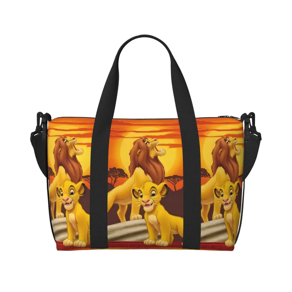 

Custom The Lion King Movie Beach Tote Bag Women Extra Large Gym Carry On Retro Simba Cartoon Travel Shopping Bags