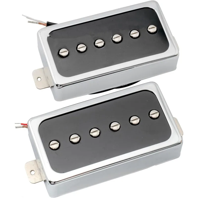 Top Selling 1 Set Alnico 5 P90 Style Humbucker Sized Single Coil Neck Bridge Pickup  for Lp Style Electric Guitar Chrome/Black