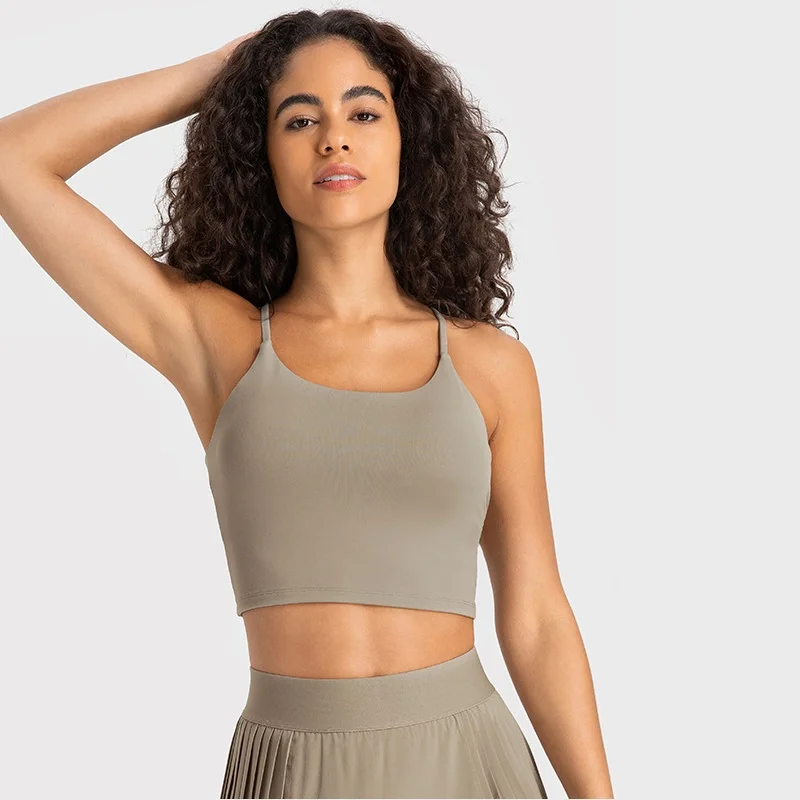 Solid Color Women Sports Bra Comprehensive Training Shockproof Halter Soft Sports Fitness Top Gym Yoga Chest Pad Comprehensive