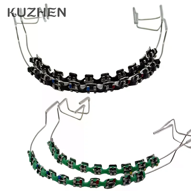 1Pair Dental Metal Braces Archwire Without Hooks Metal Bracket And Orthodontic Ligature Ties Colorful Temporary Tooth Decoration