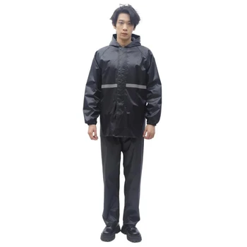1Pcs Hooded Coat & Pant Rain Suit For Women Men Outdoor Waterproof Rain Gear With Reflective Strip Motocycle Riding Raincoat 2 1Pcs Hooded Coat & Pant Rain Suit For Women Men Outdoor Waterproof Rain Gear With Reflective Strip Motocycle Riding Raincoat 2
