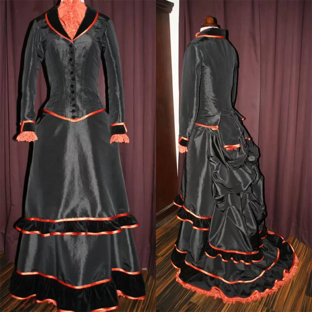 

1860s Victorian Steampunk Gothic Afternoon Lady Walking Bustle Dress Renaissance Ball Gown