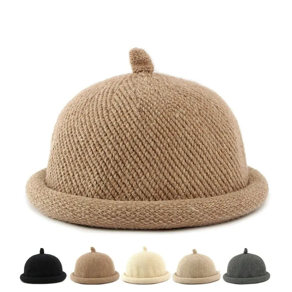 Personalized Solid Color Melon Skin Hat Knitted Keep Warm Painter Hat Rolled Edge Multifunction Pacifier Cap Autumn