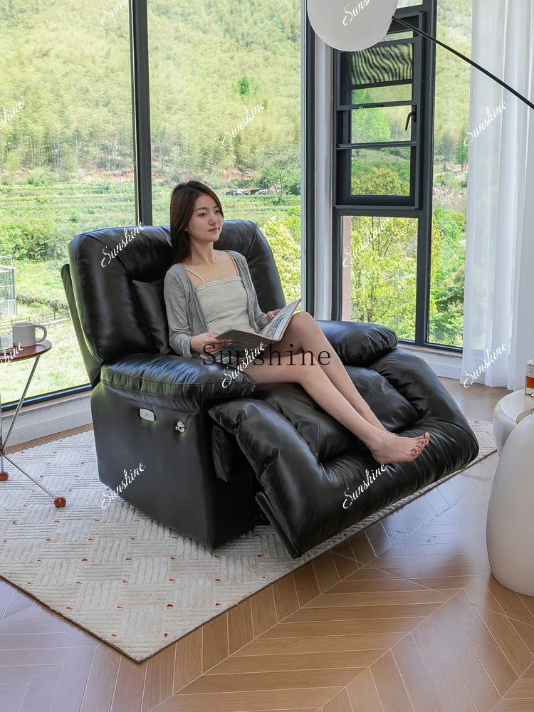 Single first-class function cabin living room leisure rocking chair leather lazy sofa can sleep and lie down  FT