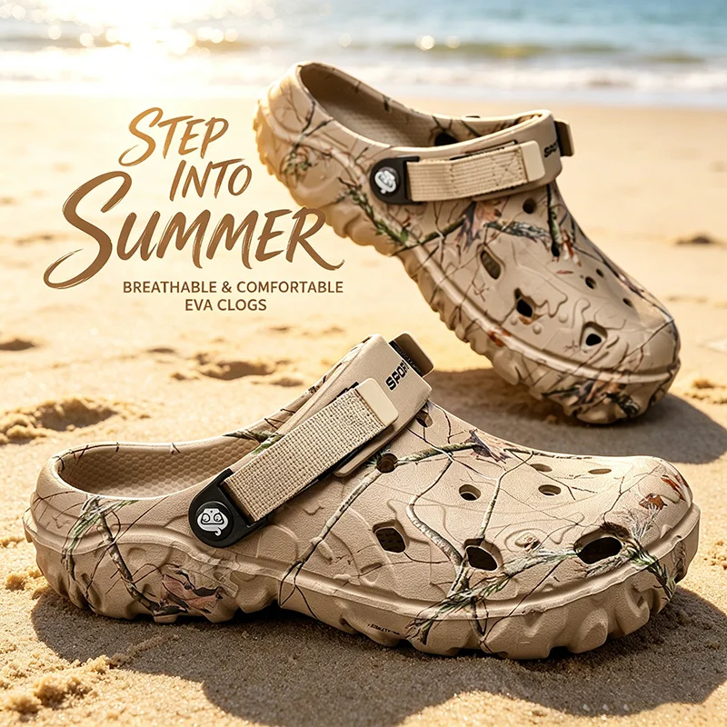Summer Men Sandals Home Garden Shoes Comfortable Lightweight EVA Slippers Non-Slip Soft Bottom Indoor Flip Flop Outdoor Clogs