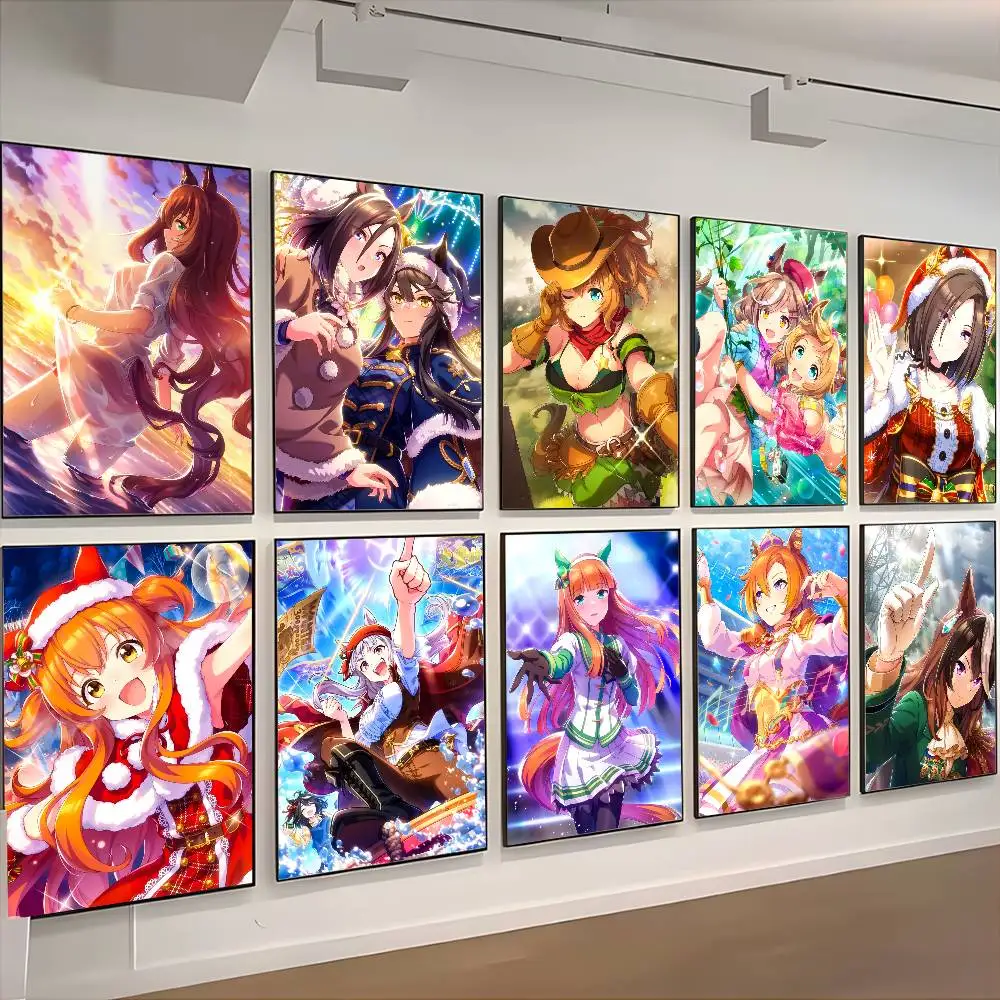 أنيمي U-Umamusume جميلة ديربي المشارك HD الفن لزجة جدار مقاوم للماء غرفة المعيشة المنزلي غرفة نوم الديكور الجمالي