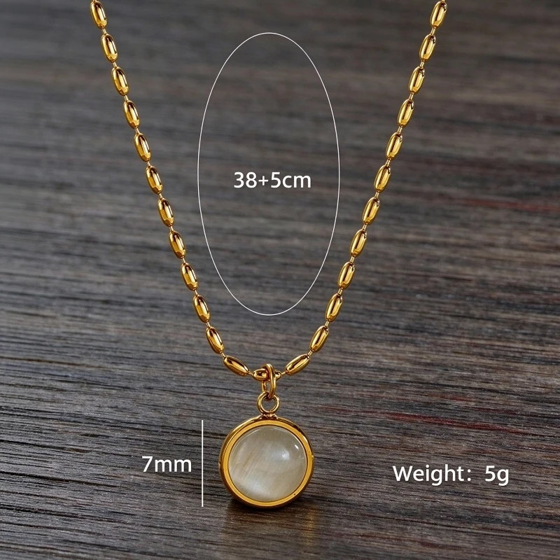 Exquisite Stylish Processed Natural Stone Minimalist Small Chic Pendant Necklace 18k Gold Plated Jewelry for Women Gift