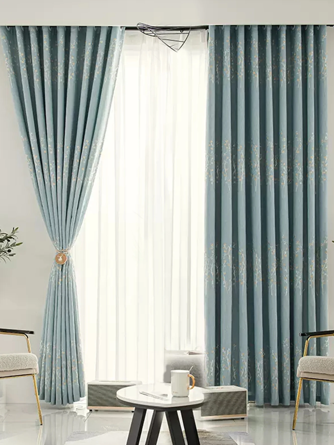 Light Blocking Blue Curtains, Finished Products, Thickened Sunshade Cloth Living Room Bedroom Simple And Modern
