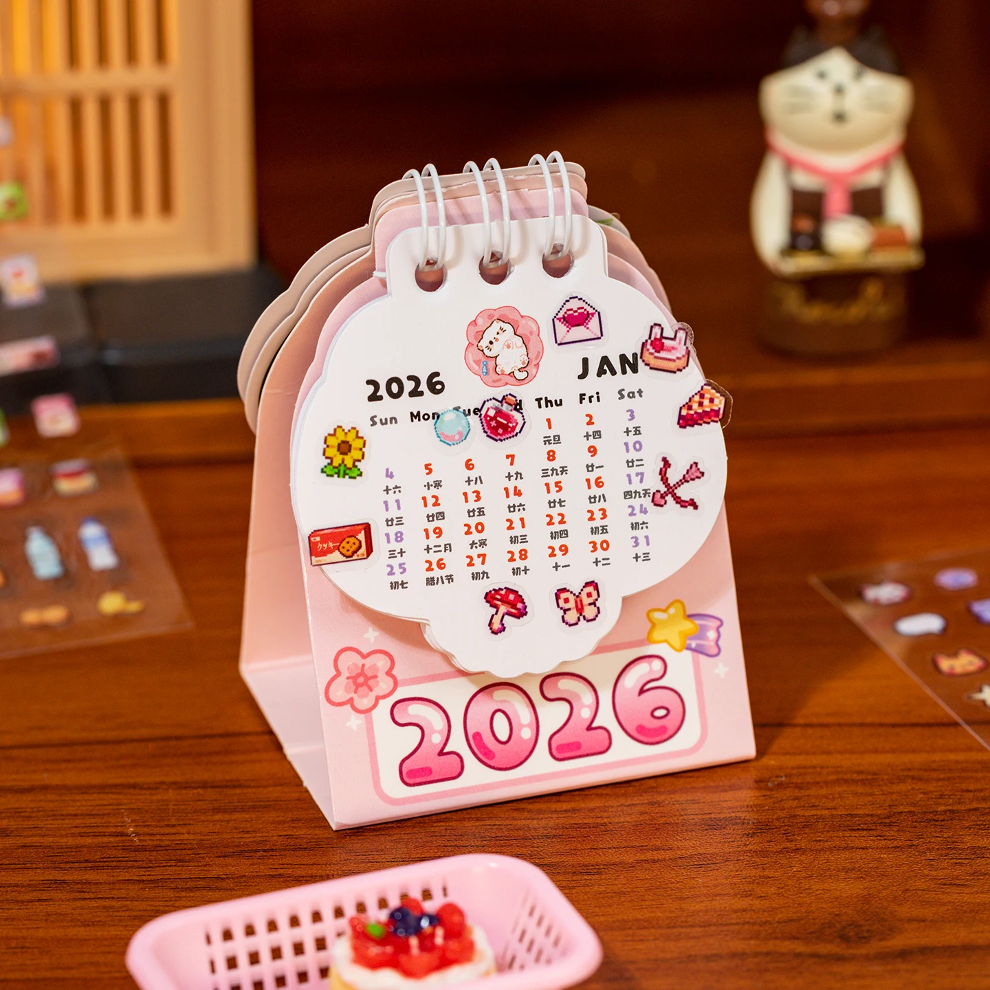 24 Sheets/Book Mini Pixel Cute Creature PET Sticker Set for DIY Scrapbook Phone Case Notebook Decoration Craft