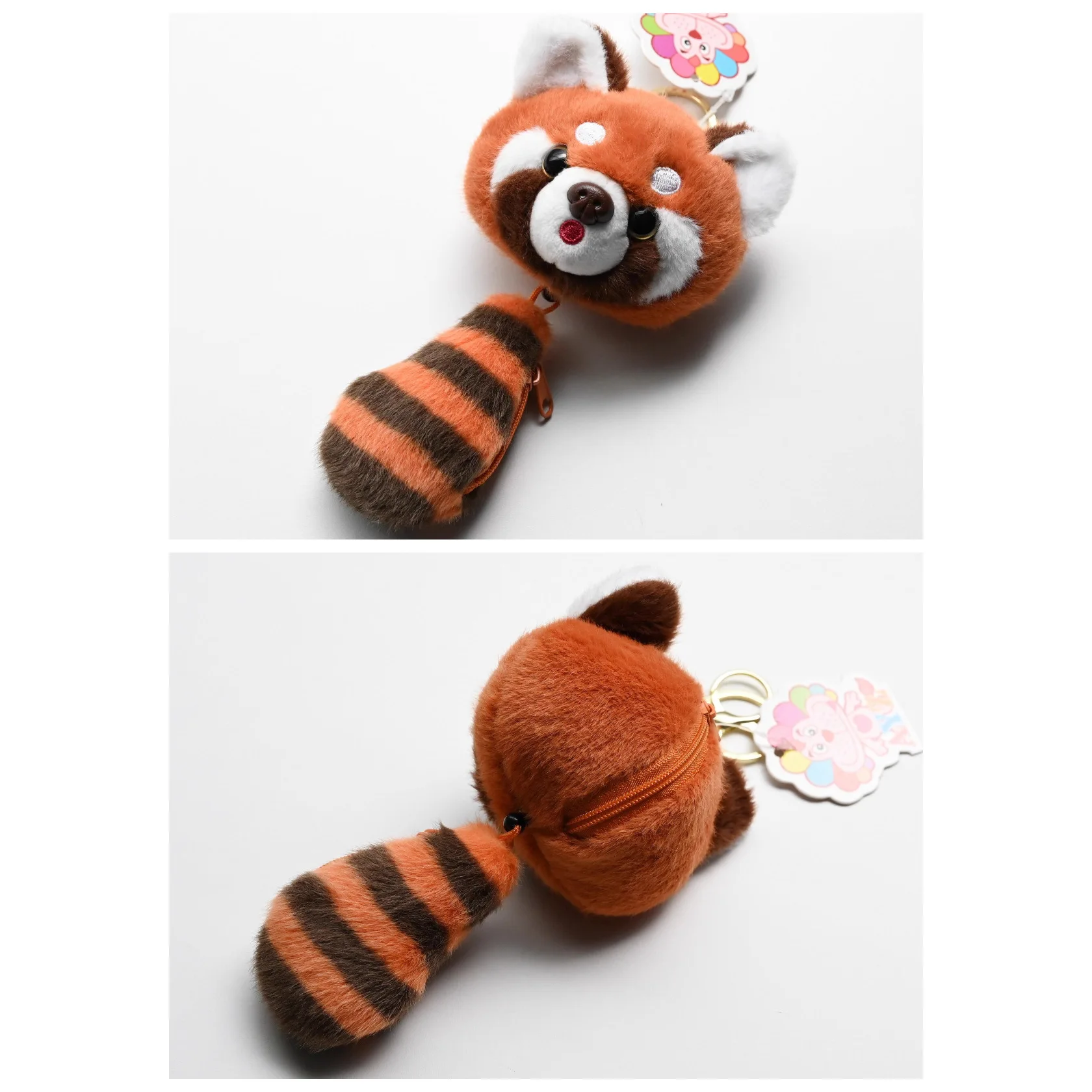 Portefeuille de poupée en peluche de petit Panda extensible, sac pour cartes NFC, étoile de Zoo de montagne rouge