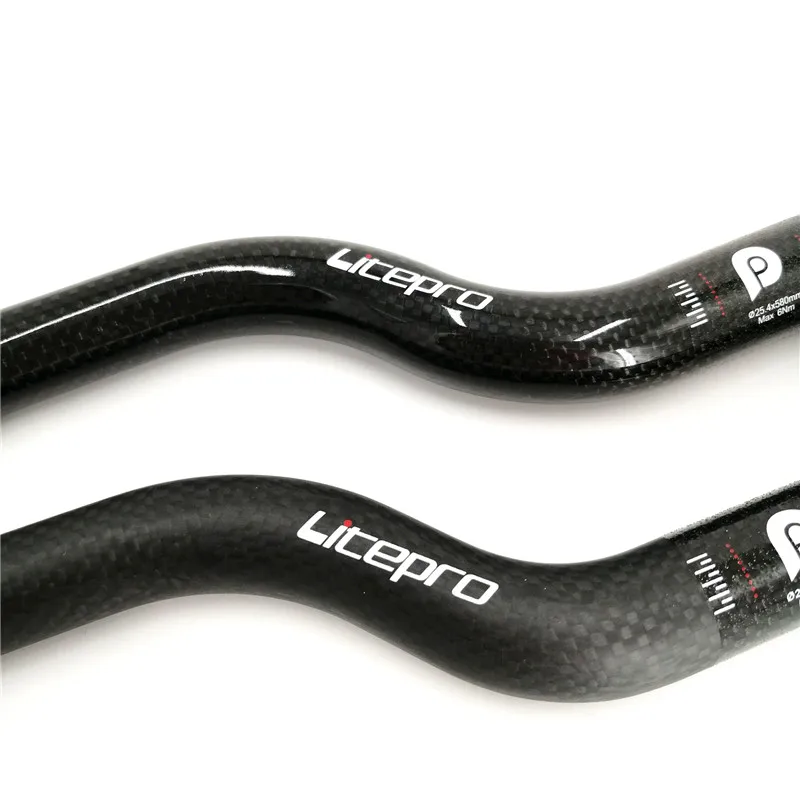 Litepro Folding BMX 25.4mm 580-740mm MTB 3K Carbon Fiber Handlebar Rise Swallow-shaped Ultralight Bicycle Handlebar