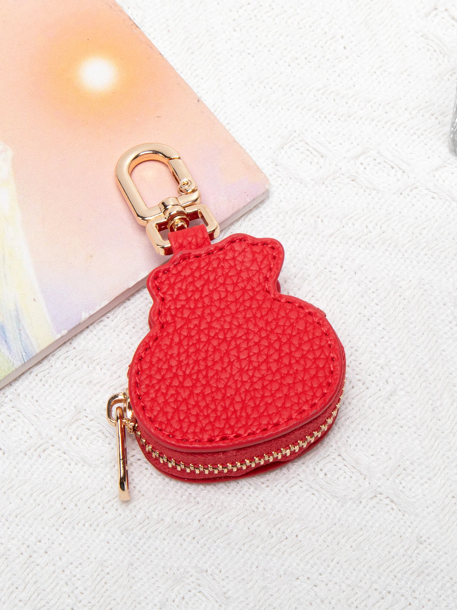 Creative Red Money Bag Pattern Coin Purse PU Leather Cute Panda Keychain Pendant Mini Storage Bag Small and Exquisite Girl's Gif