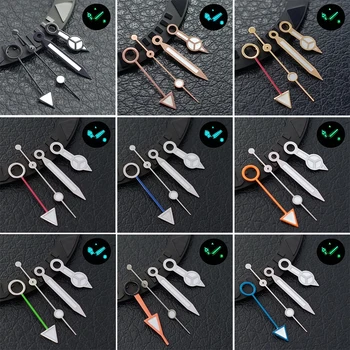 GMT 손 블루 그린/그린 빛나는 NH34 GMT 시계 손 NH34 자동 운동 시계 액세서리 시계 부품 손목 시계