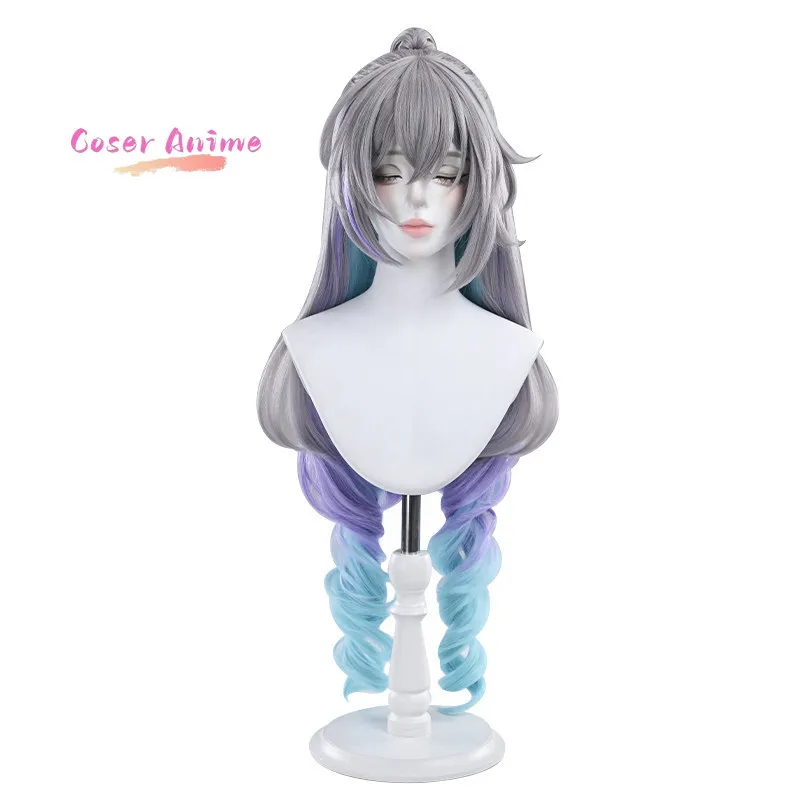 Newly Wig Silver Wolf Cosplay Wig Halloween and Christmas Comic Exhibition Game Honkai: Star Rail Free Cap 90cm length view 5